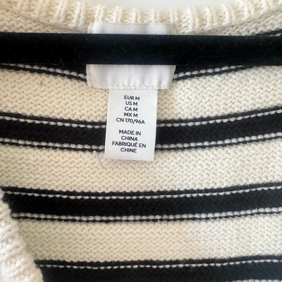 H&M Black and Cream Striped Cardigan Vest - Picture 2 of 2